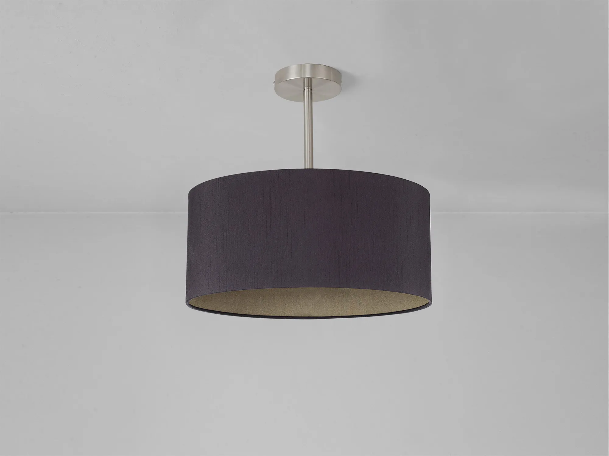 Baymont 40cm Semi Flush 1 Light Satin Nickel, Midnight Black/Green Olive DK0251  Deco Baymont